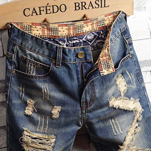 Jean Shorts Men Stretch, Elasticated Denim Shorts Men, Men's Denim Shorts with Zip Decoration Stretch Denim Chino Shorts with Pockets Casual Streetwear Biker Bermuda Shorts - Image 6