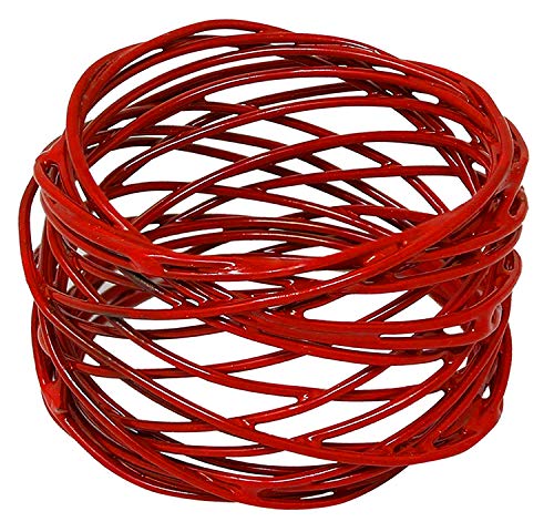 Image of SKAVIJ Handmade Twisted Wire Mesh Napkin Rings Holders Decor Dinner Party Wedding Thanksgiving Christmas Gathering (Red 6pcs)