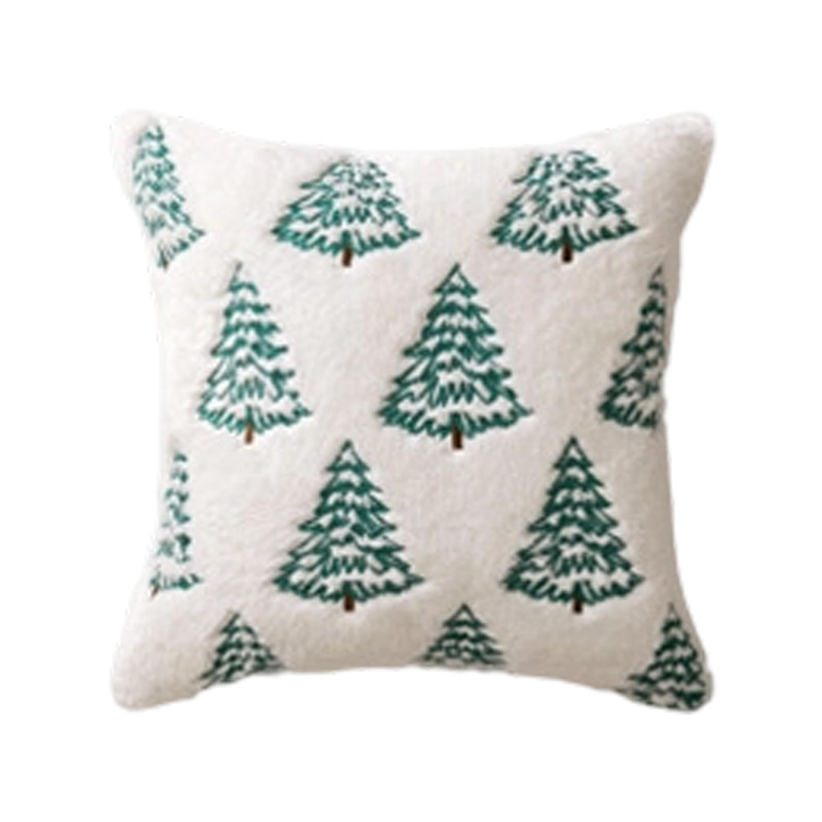 Msioytog Christmas Tree Embroidery Decorative Pillow Case Faux Furs Cushion Cover Festives Home Decors Sofa Bedroom Accessories Christmas Tree Embroidery Pillowcase