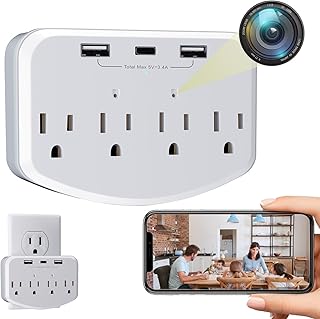 Hidden Camera WiFi Spy Cameras Wall Charger Nanny Cam with USB Fast Charger Outlet HD 1080P Wireless Indoor Camera for Home Security Secret Nanny Cam