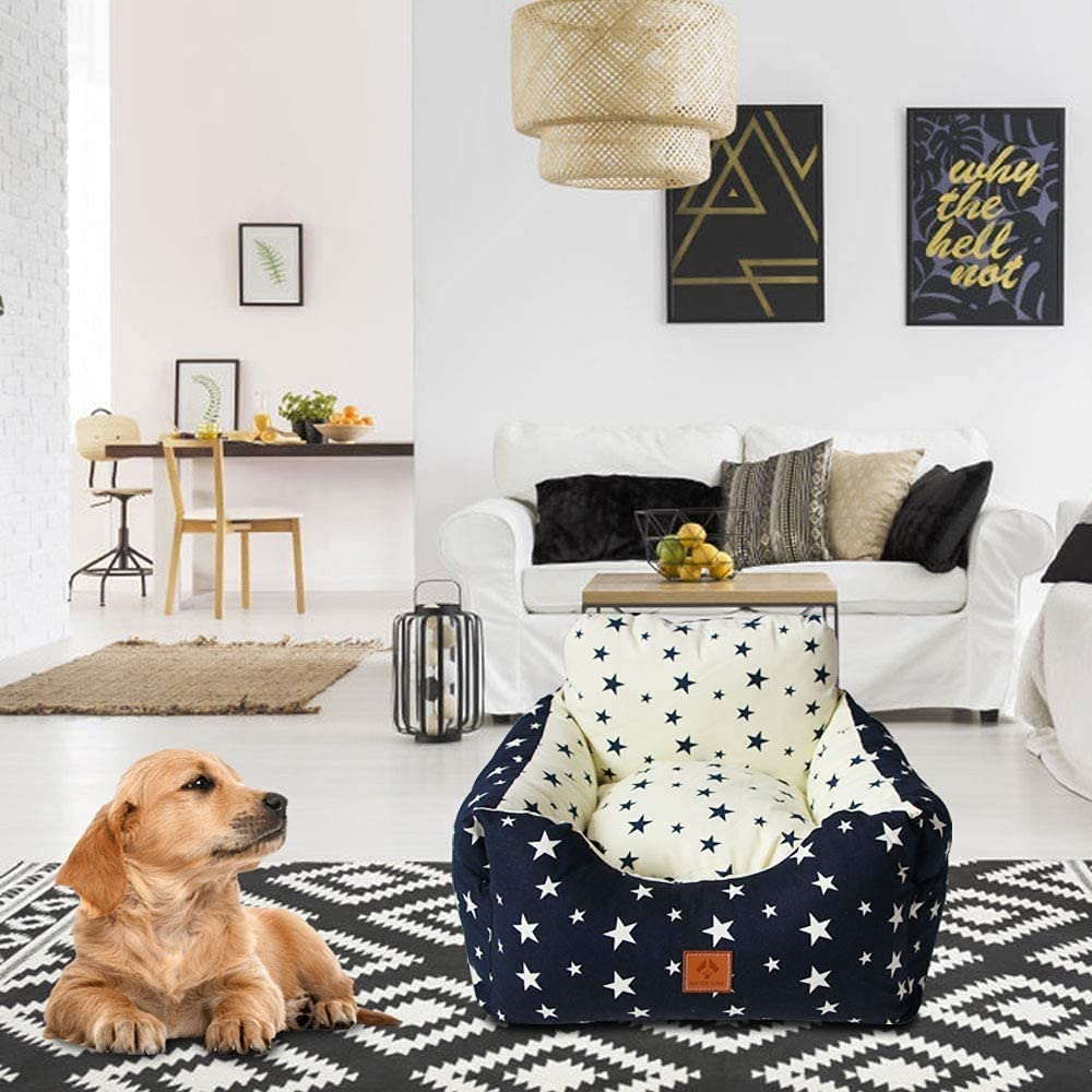 Seggiolino auto per cani,Seggiolino da viaggio per cani,Seggiolino Auto per Cani di Piccola e Media Taglia,Comodo e Sicuro,può Essere smontato e Pulito Facilmente (Beige, Medio)
