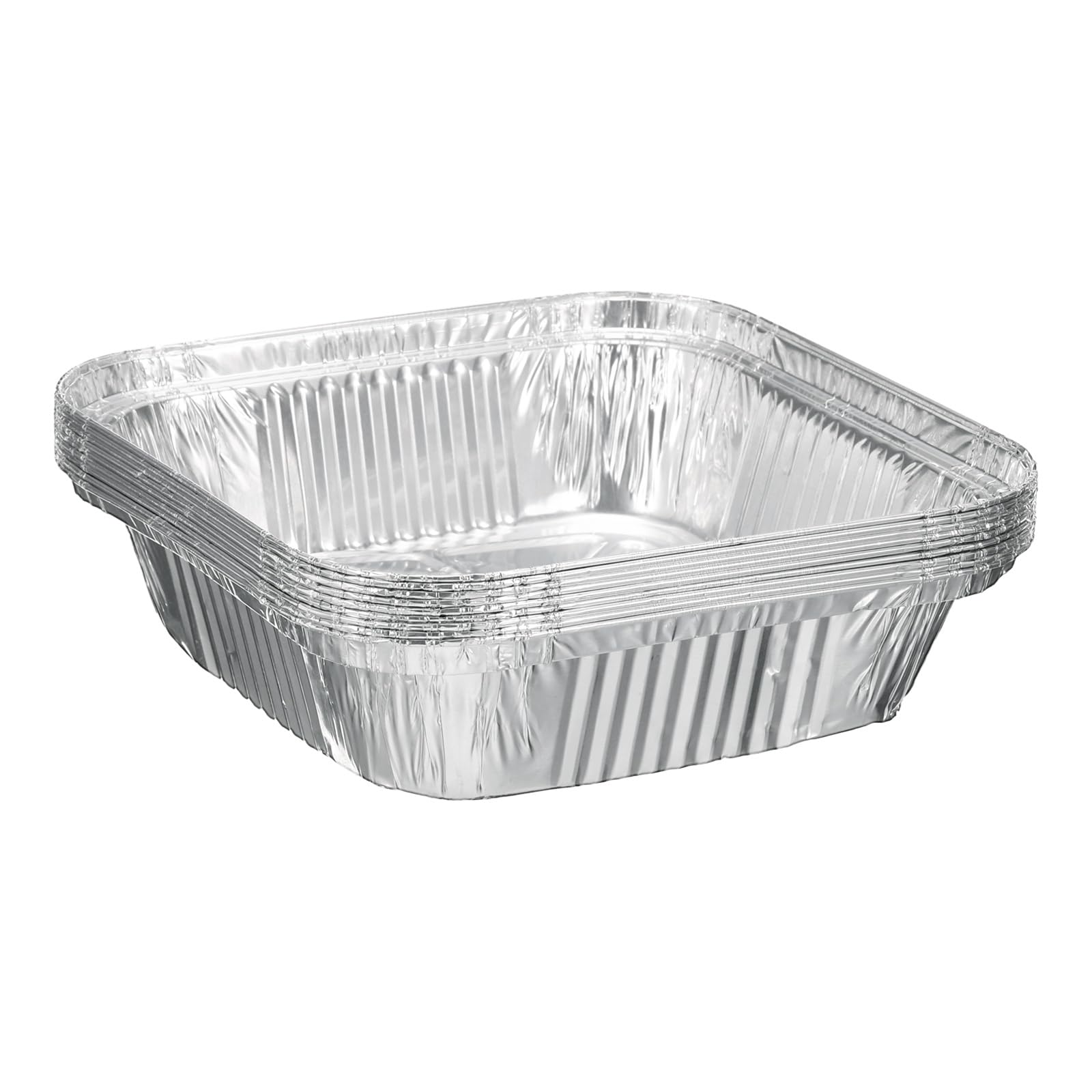 sourcing map 10pcs Aluminum Foil Pie Pans 4.7" Square Disposable Non-Stick Baking Pans for Pies Quiches Tarts Baking Cooking Reheating Parties, Silver