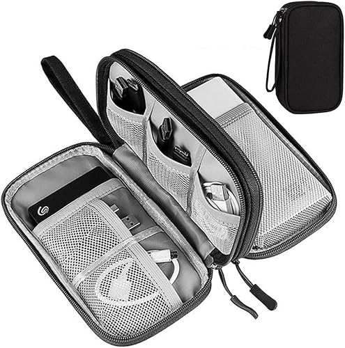 Fxkoolr Bolsa organizadora de viaje para cables electrónicos cargador teléfono tarjeta SD bolsa de viaje de negocios pequeña rosa claro