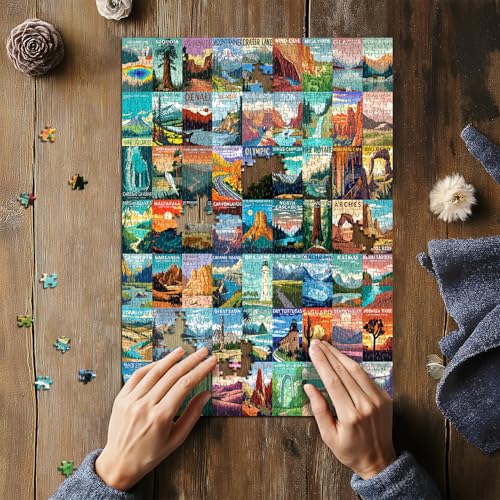 national parks puzzle for adults 1000 pieces travel poster landscape puzzle including zion yellowstone yosemite nature jigsaw puzzles scenery mountain scene