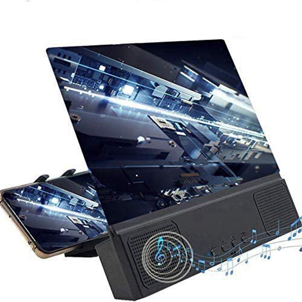 3D Phone Screen Amplifier - 12'' Foldable Smart Phone HD Screen Amplifier, Magnifier Projector Compatible With iPhone Samsung Cell Phone, Magnifying With Bluetooth Connection Audio Mobile Phone Stands