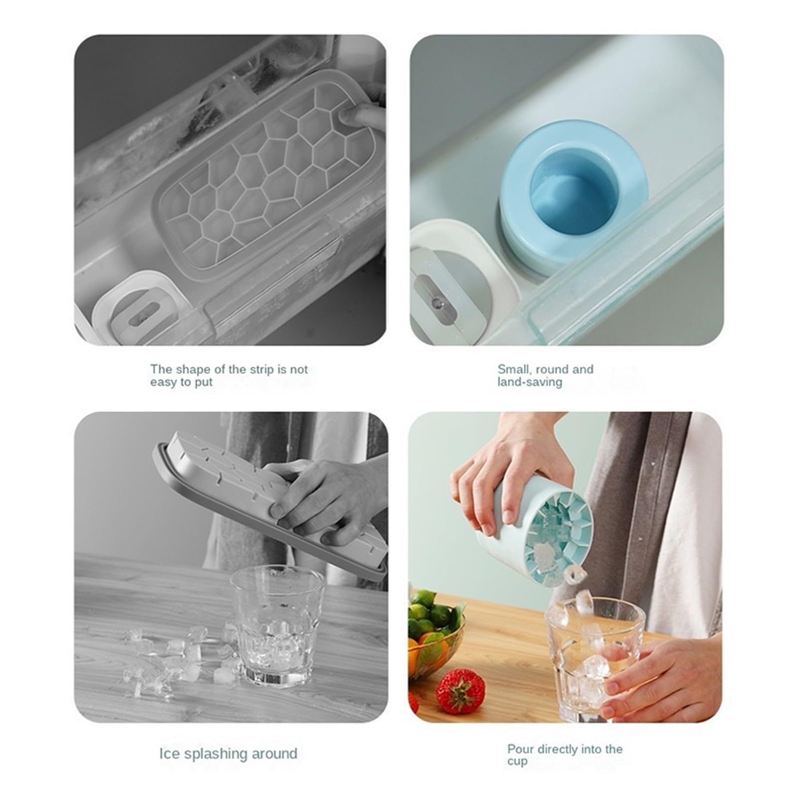 Vassoio per cubetti di ghiaccio Secchiello per ghiaccio in silicone Stampo per tazza Vassoio per cubetti di ghiaccio Congelamento rapido Macchina per il ghiaccio Design creativo Secchiello per il ghi
