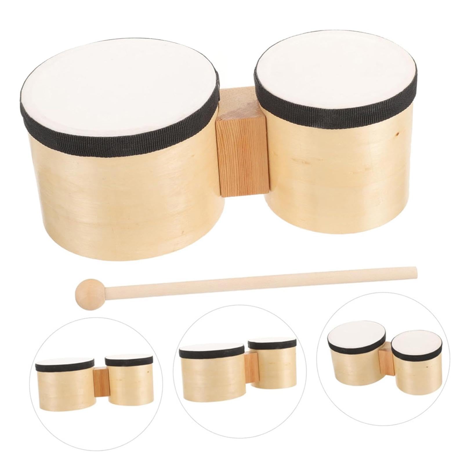 Oshhni Mini-Bongo-Trommel, Tamburine, attraktiver Klang, tragbare Holz-Handtrommel, Bongos für Erwachsene, für Aufführungen, Früherziehung 1–3