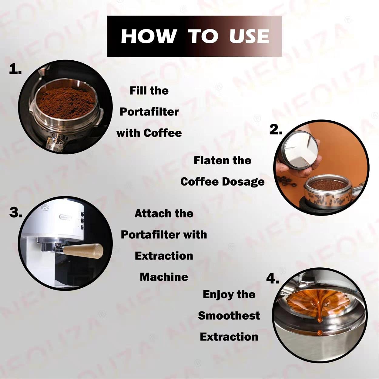 NEOUZA Portafiltro sin fondo Espresso de 51 mm compatible con Delonghi La Specialista EC9335M EC9155M EC9355M EC9665M 304 de acero inoxidable para alimentos con cesta de filtro no presurizada (juego