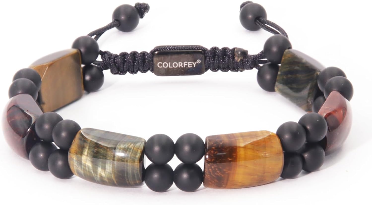 Tiger Eye Stone Bracelets for Men, Protection Crystal Bracelets Multicolored Tiger Eye Onyx Beaded Bracelet for Men, Positive Energy Beads Bracelet Handmade Mens Jewelry for Spiritual Relief