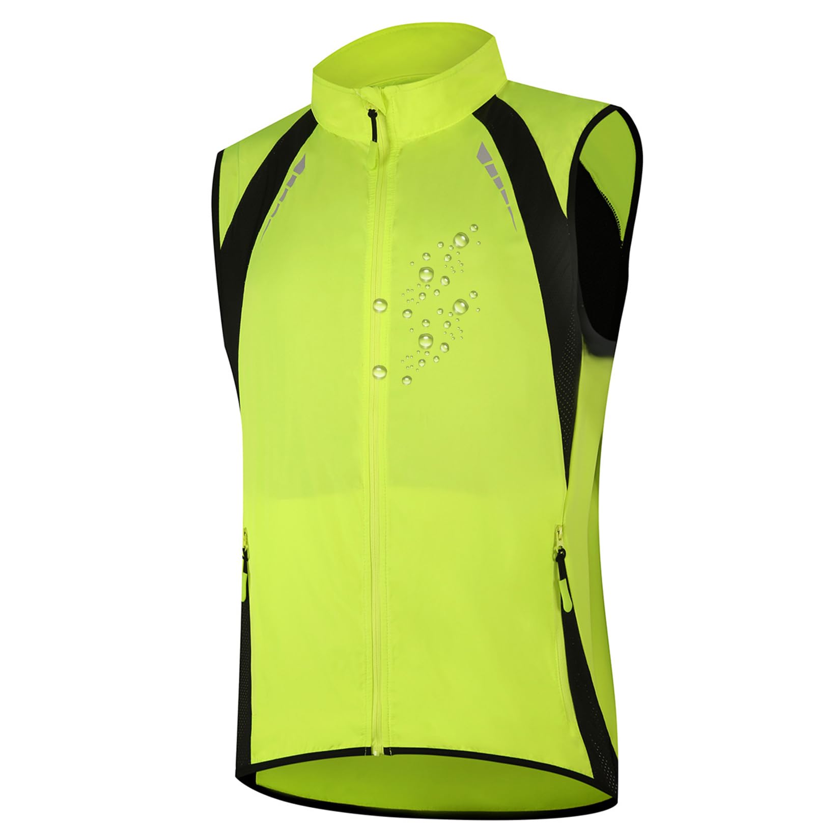 Modryer Men's Green Hi Vis Cycling Gilet ’S Reflective Breathable Vest Lightweight Softshell Sleeveless Jacket Waterproof Windproof Top For Biking Hiking Golf Travel,-4Xl