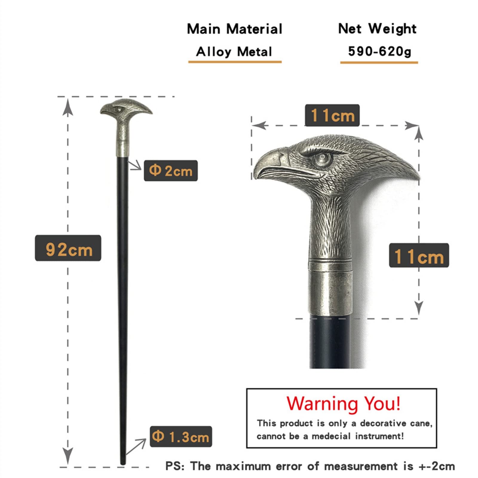 Bastones Bastón Cabeza de Metal for Hombre for Caminar para Hombres como para Mujeres