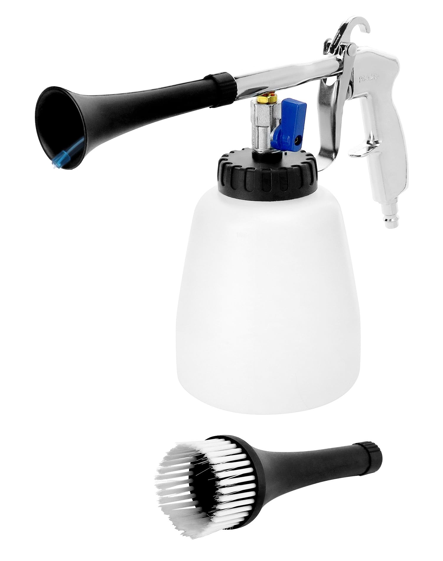QWORK® Pistolet Nettoyage Voiture 6.5-9.2Bar, Pistolet de Nettoyage à air comprimé avec Bouteille en Mousse et Brosse, pour intérieurs de Voiture