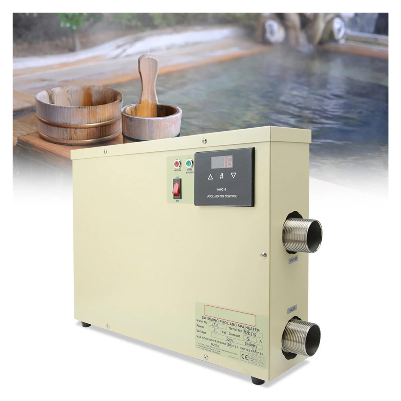 Pompe à chaleur for piscines hors sol et creusées 11kW, thermostat numérique intelligent et étanche avec contrôleur tactile for baignoire et spa Avec une efficacité de chauffage élevée(5.5KW 220)