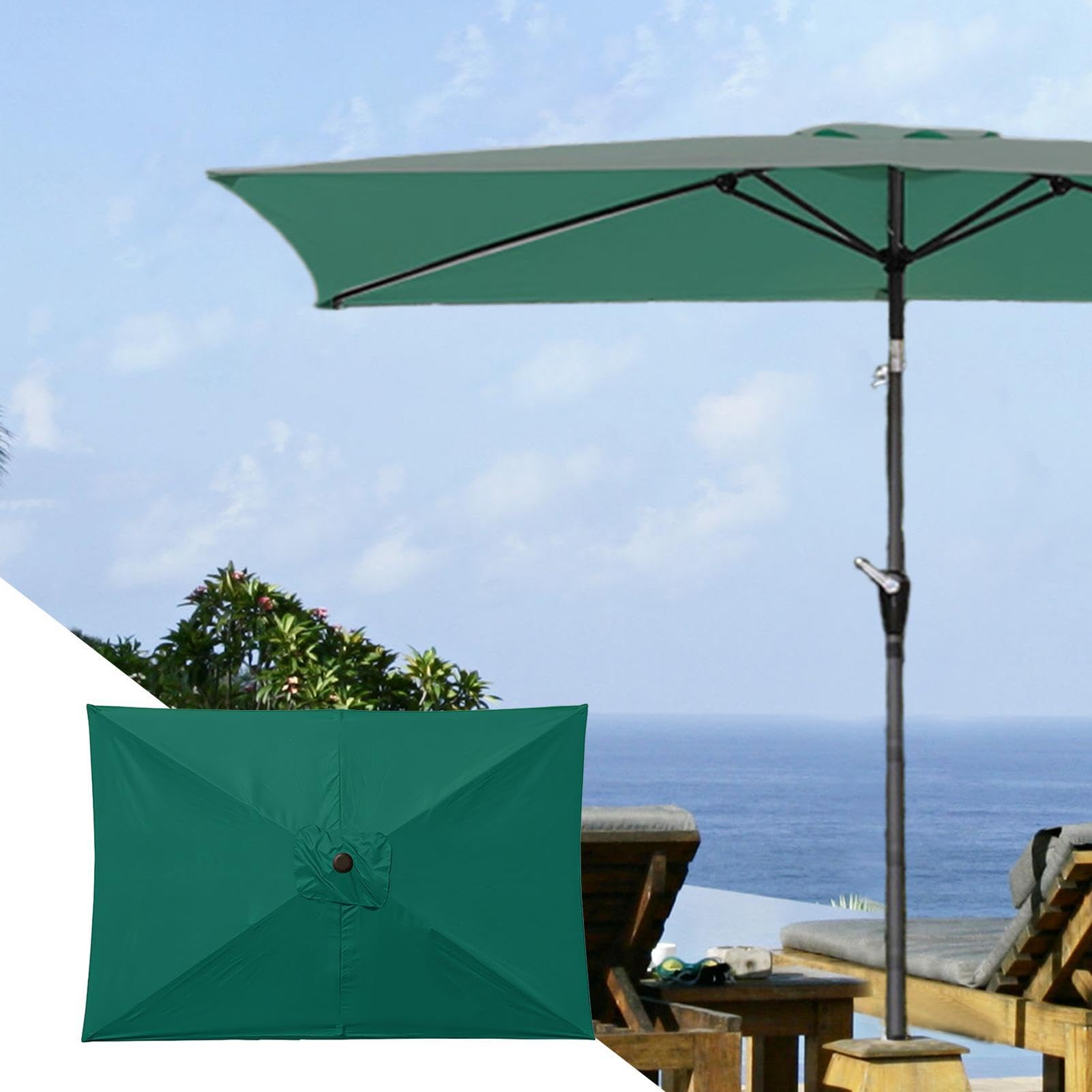 Ombrellone Sostitutivo da Giardino Copertura Rettangolare Impermeabile | 200x300cm Tessuto per Ombrellone da Giardino per Spiaggia, Piscina, Terrazzo, Balcone, Prato, Mercato, Copertura per
