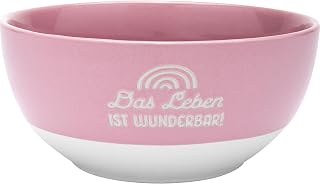 GRUSS & CO Cuenco con diseño de Wunderbar | Cuenco de gres esmaltado de colores, con Garvur y frase, 60 cl, rosa, desayuno y cereales, regalo | 48953