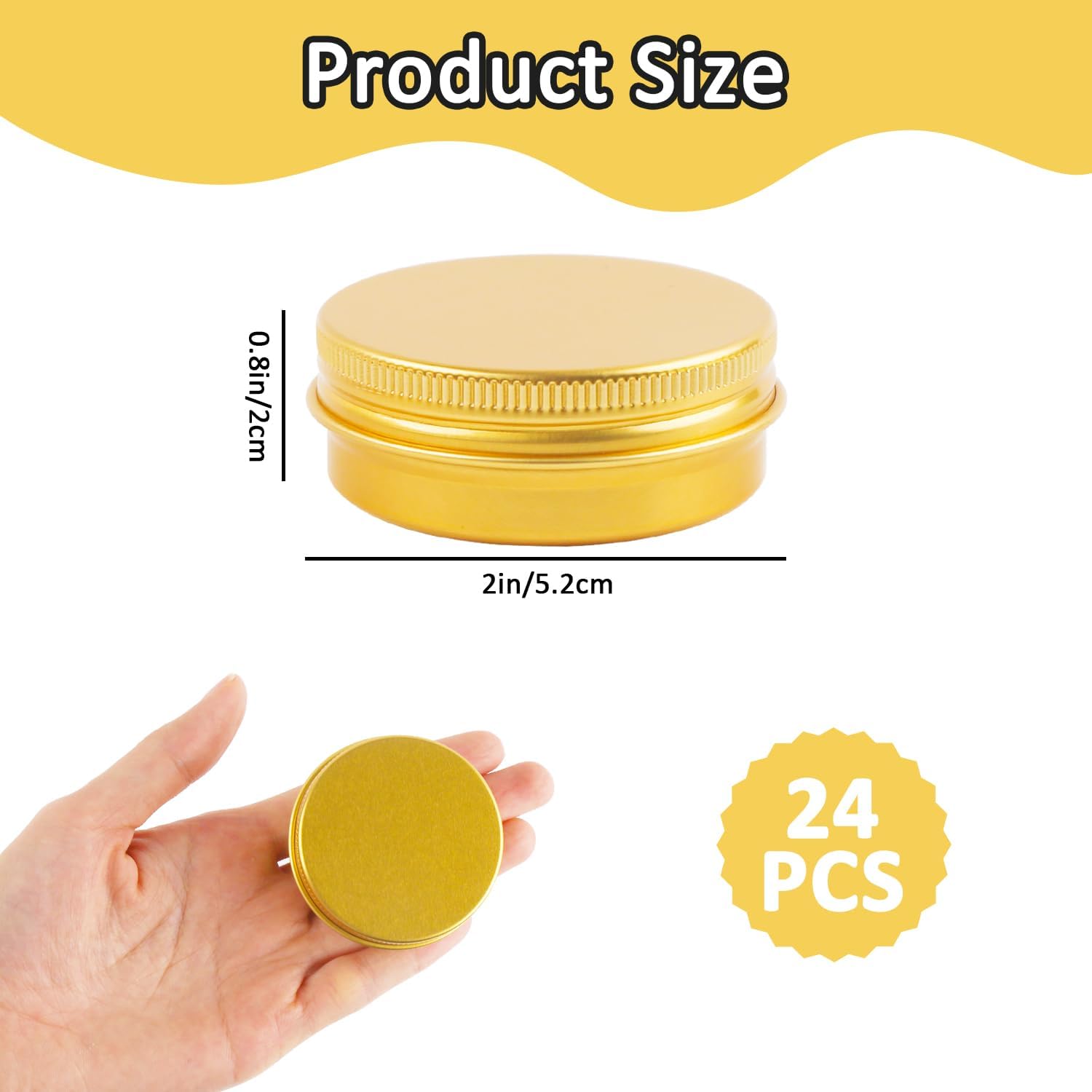 24 Pcs Aluminum Tin Cans Round Empty Balms Tins with Lids 1 oz Gold image 3