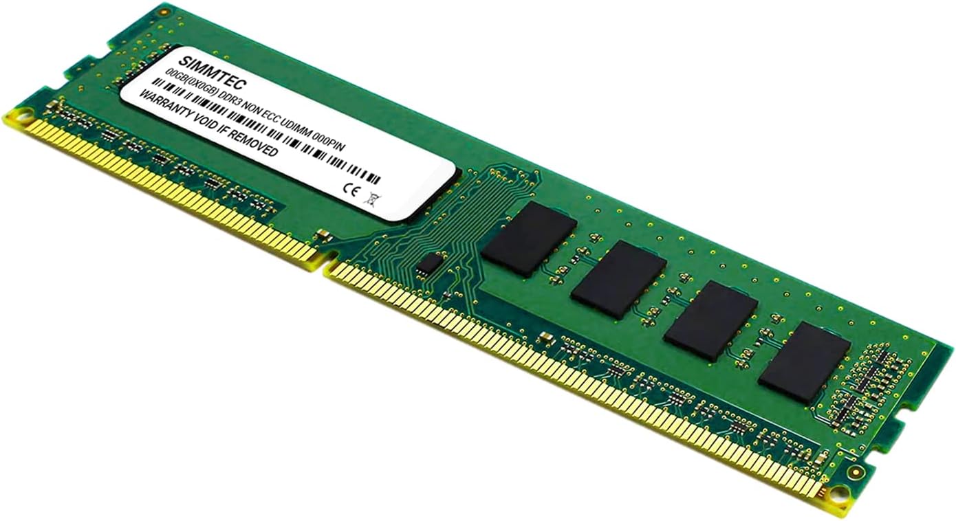 Simmtec 8GB DDR3 1600MHz DIMM PC3-12800 UDIMM Non-ECC 2Rx8 Dual Rank 1.5V CL11 240-Pin Desktop Computer RAM Memory Upgrade Module