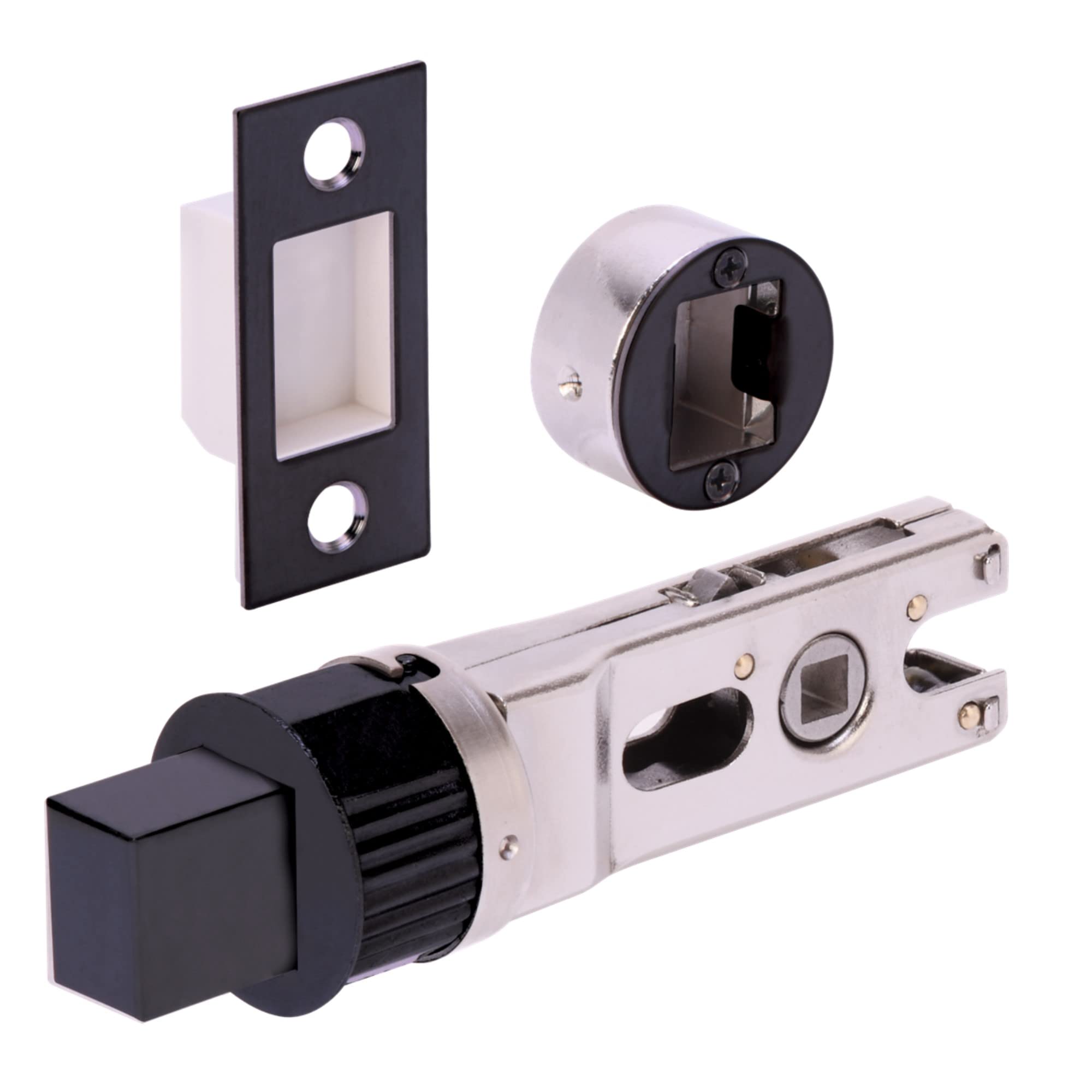 Hunta Black Matt Handlezone® 76Mm Bullet Bolt, Round Designer Mortice Deadbolt, Catch For Internal Timber Doors - 57Mm Backset