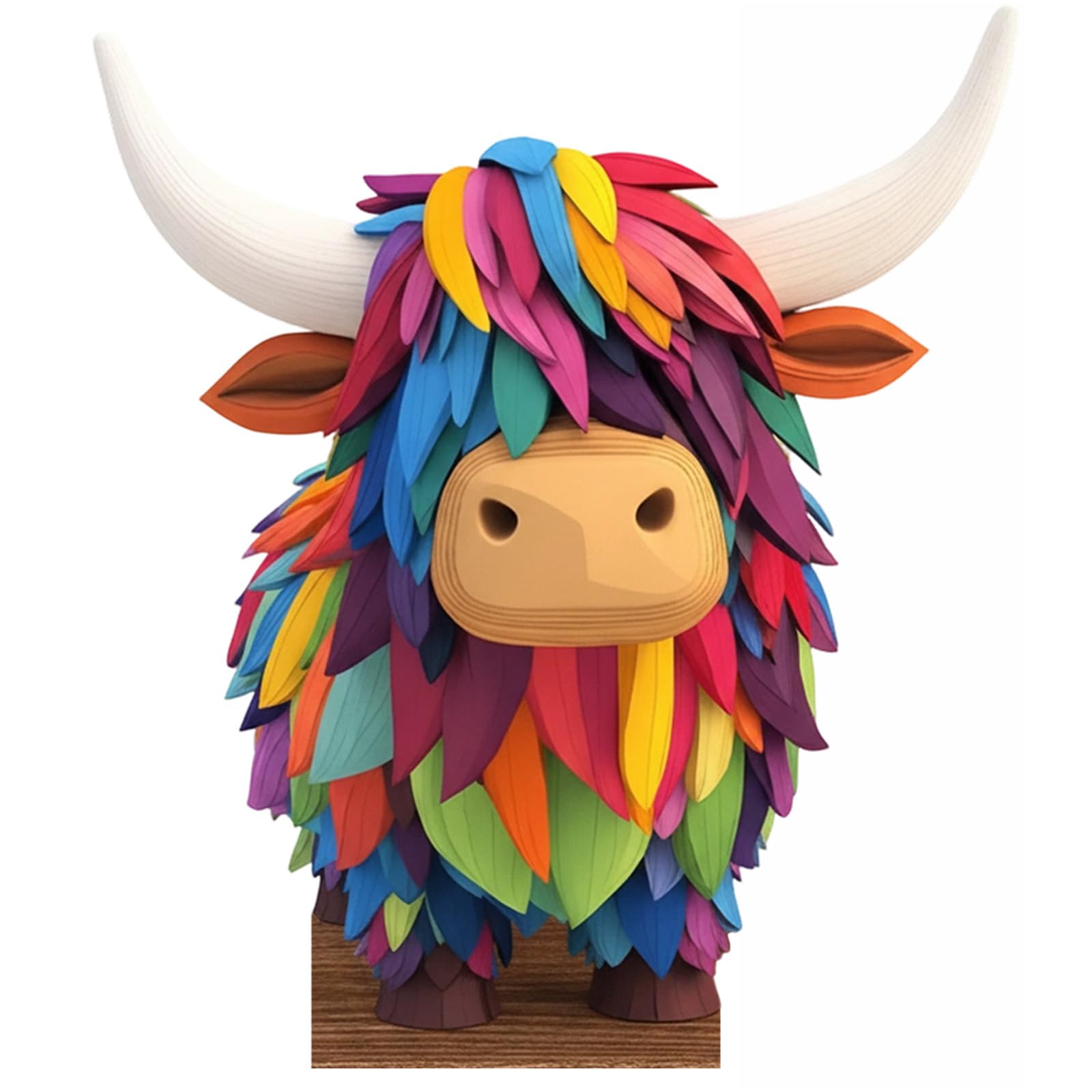 BAGUBDR 2D Highland Cow Ornaments, Highland Cow Ornament,Graphic Design, Suitable for Home Decoration, Shelf and Fireplace Display