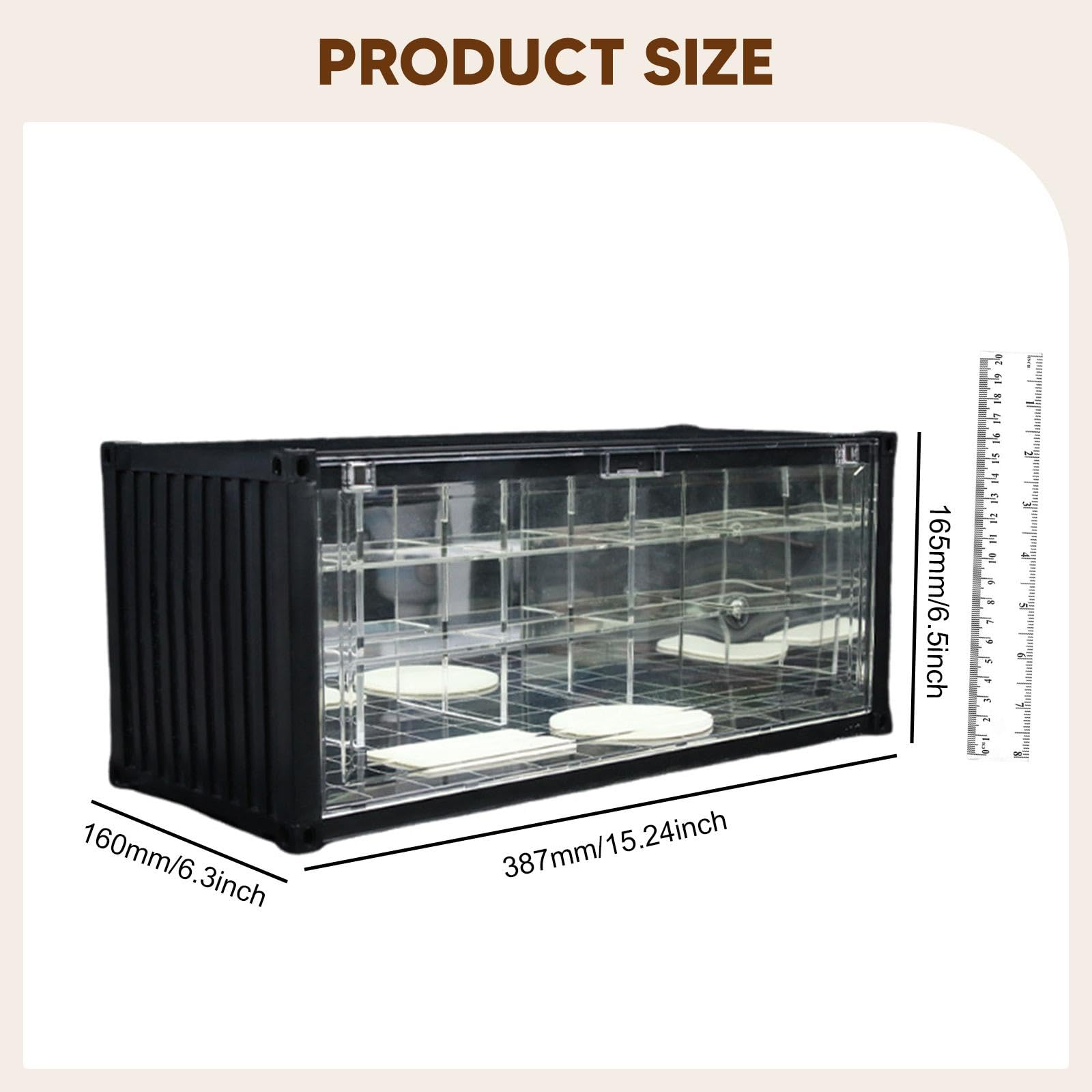 Vitrina Expositora Coche Escala 1/64 con Luz - Estructura PP Robusta, 38.7x16x16.5cm, Decoración Escritorio Coleccionables