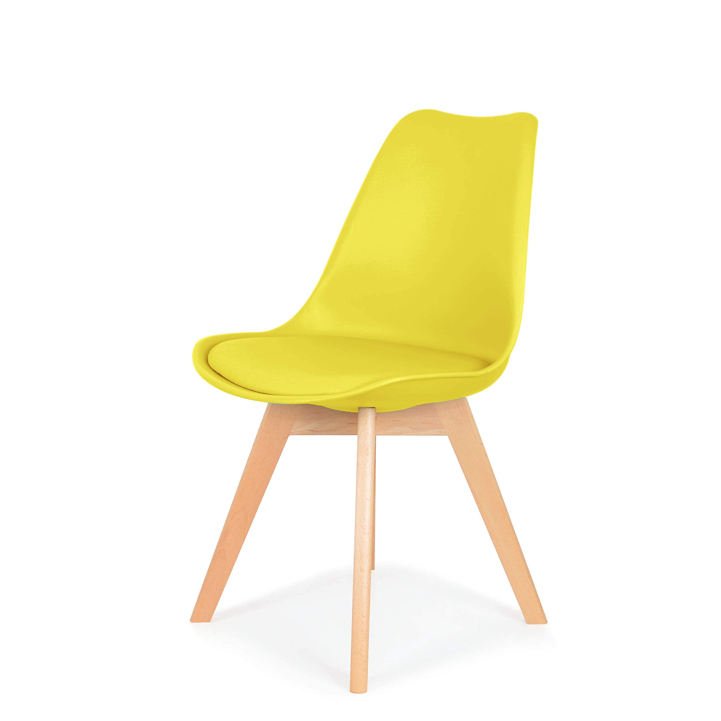 IHANA Dining Chair with Comfortable Pad Seat & Solid Beech Wooden Legs for Mid Century Modern Dining Room Living Room Bedroom Kitchen & Lounge (Yellow Colour x 1)