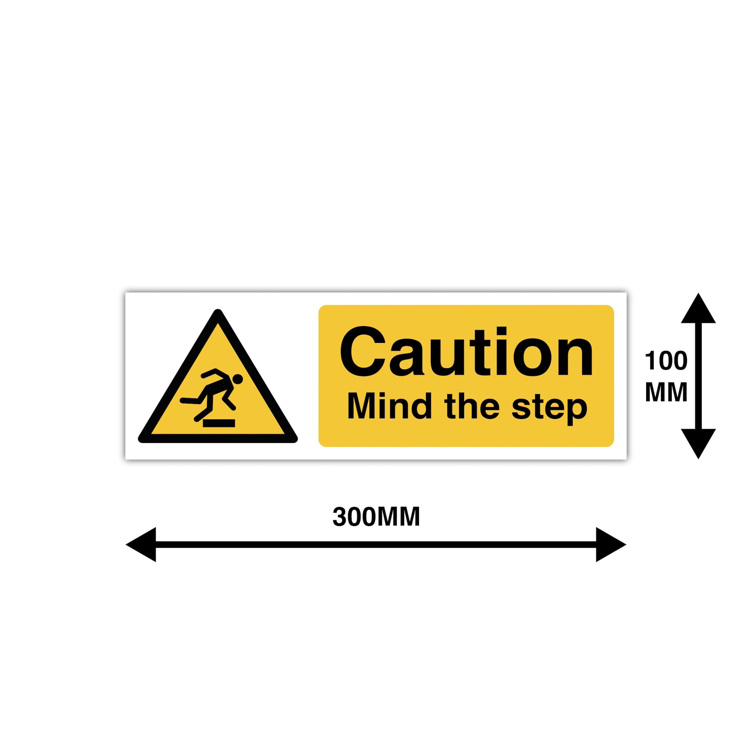Seco Mind The Step Segnale, 300 mm x 50 mm – 1 mm, plastica semi rigida, giallo