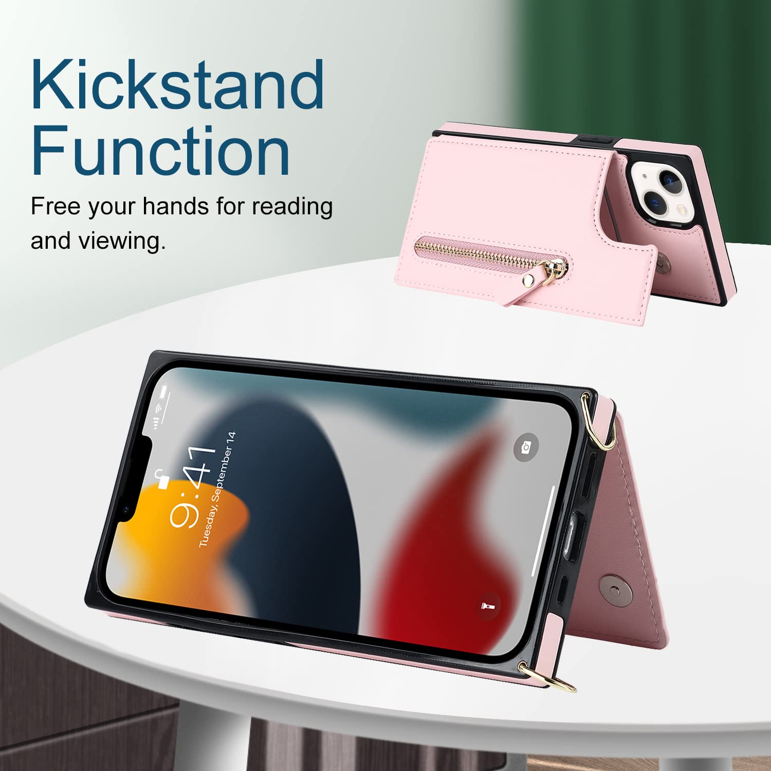 Custodia Portafoglio A Libro In Pelle Per IPhone 14 Pro 6.1 Pollici, Cover Flip Con Slot Per Schede E Cavalletto, Motivo Pizzo Colorato, Design Magnetico