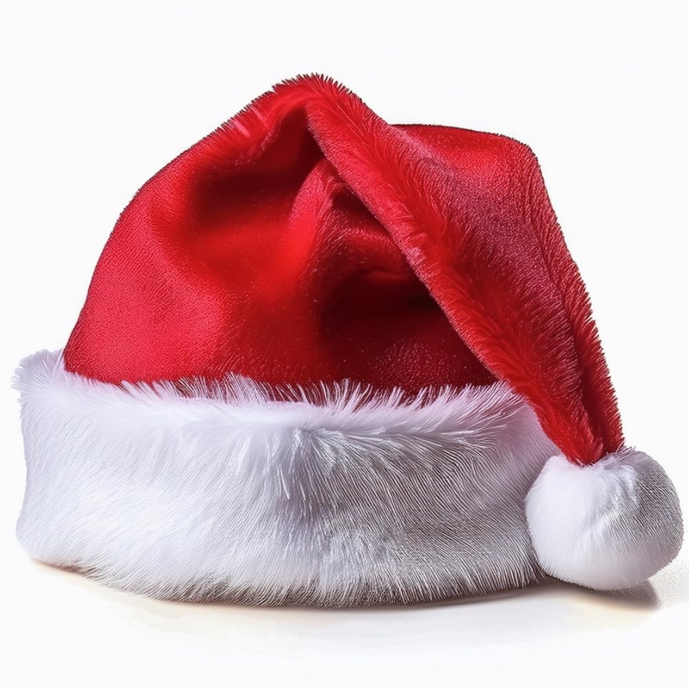 Red and White Santa Pet Hat - 9" x 8" (1 Count) - Perfect Medium/Large Costume Accessory for Your Furry Friend's Christmas Party