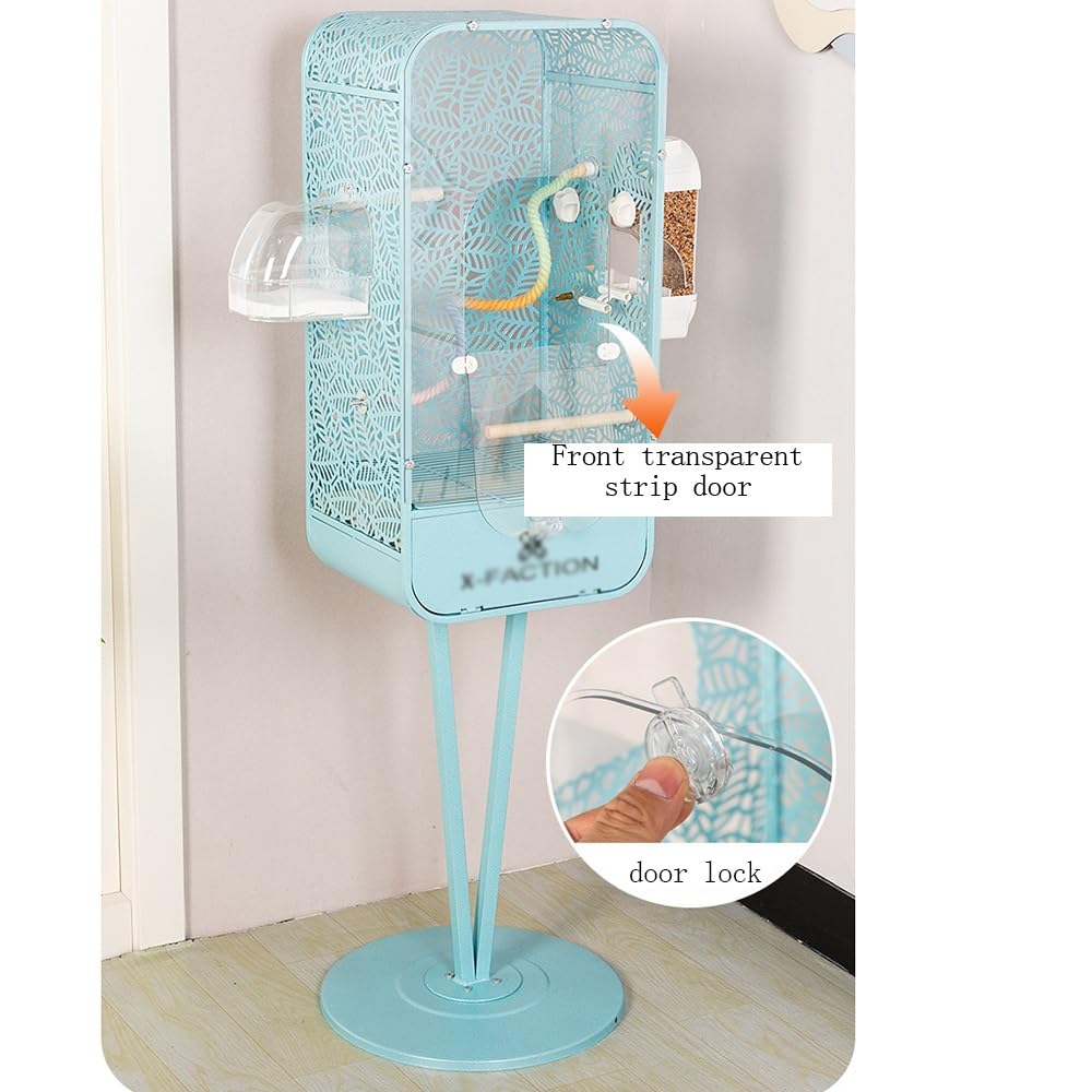Vogelkäfig Vogelkäfig in Blattform mit hohen Füßen, transparenter Vordergrund mit Tür, Dekoration for mehrere Vögel Außenvoliere(Pink)