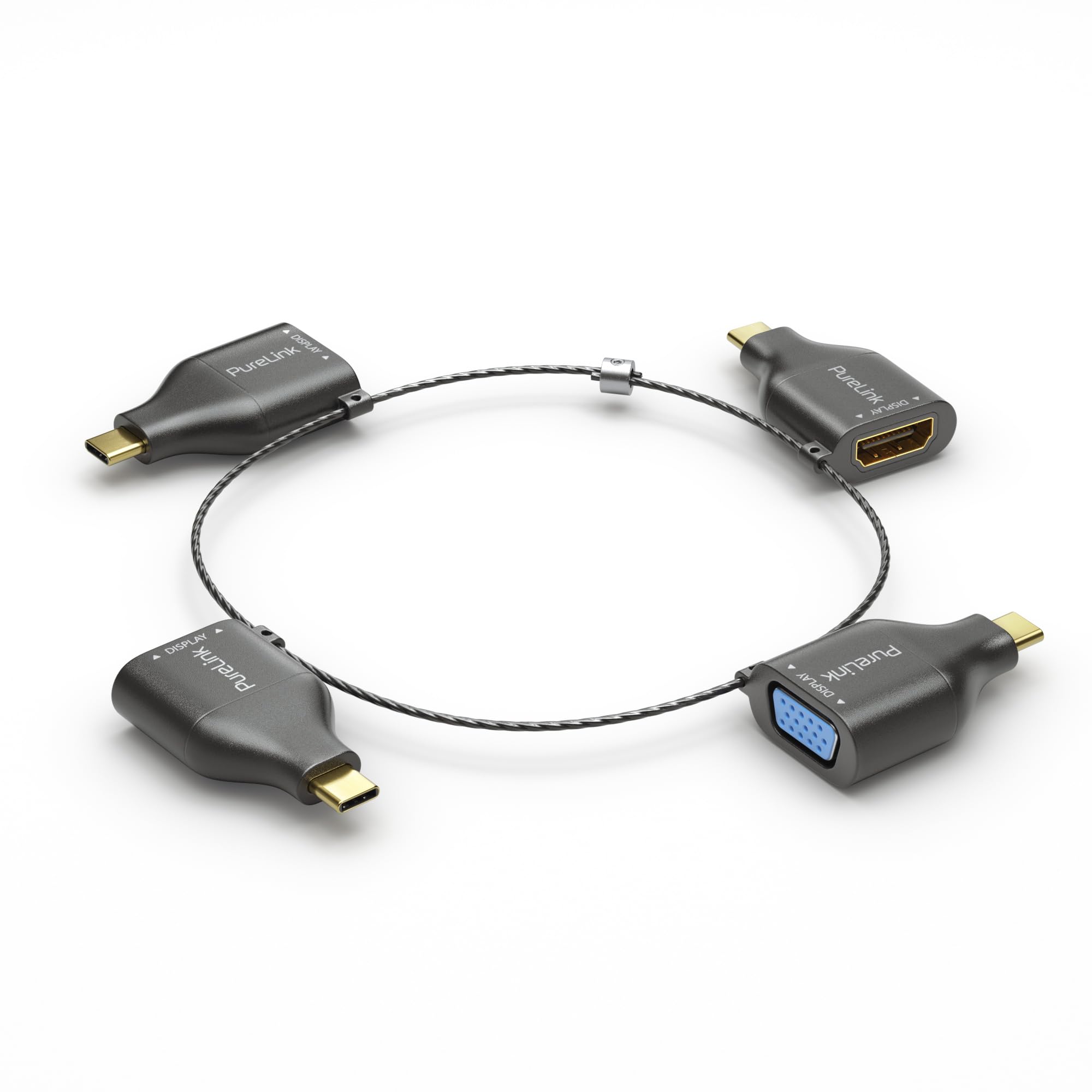 PURELINK ADAPTADOR RING KLEIN - 4X USB-C - USB-C VGA/HDMI/MINIDP/DP, NEGRO