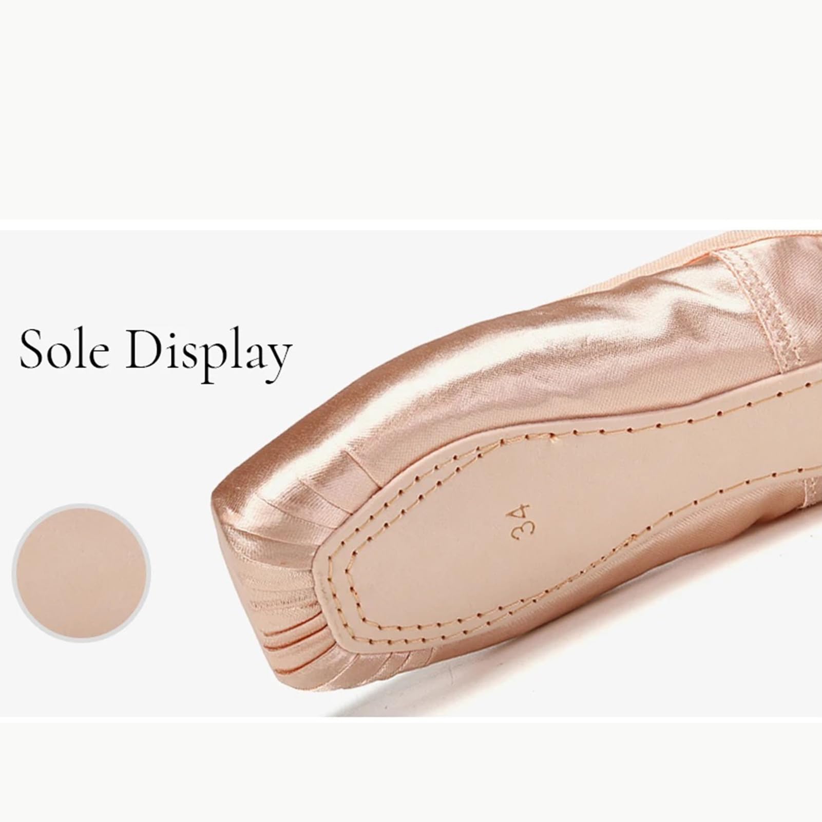 Chaussures de Pointe de Ballet Chaussures de Ballet avec Ruban Cousu et Coussinets en Silicone pour Filles Femmes