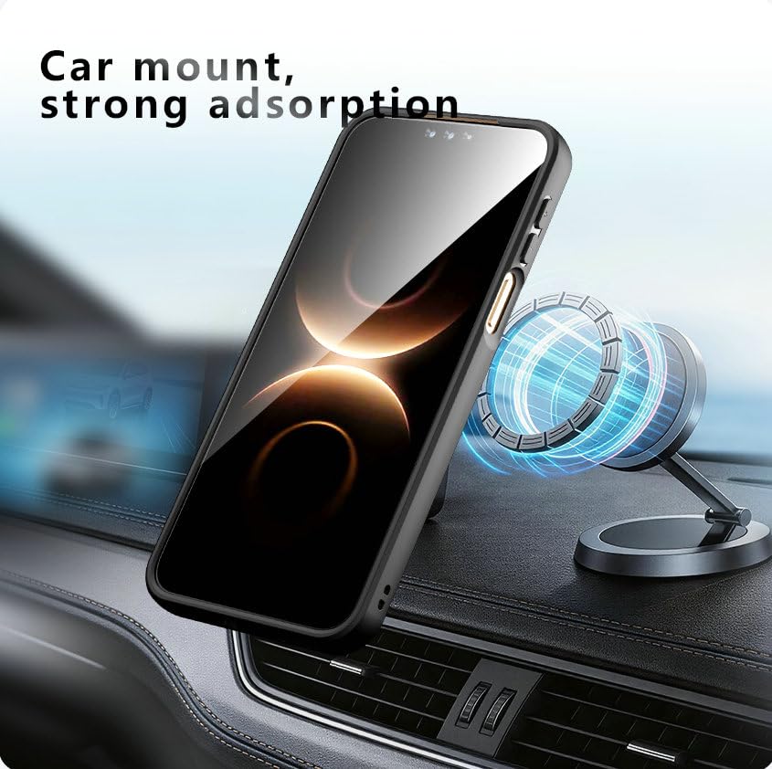 Image of Compatible with Huawei Mate 80 Case Cover,Compatible with Huawei Mate 80 Pro 5G SGT-AL50 SGT-LX9 Built-in 360Rotating Magnetic Mount Matte Translucent Phone Protective Case Black