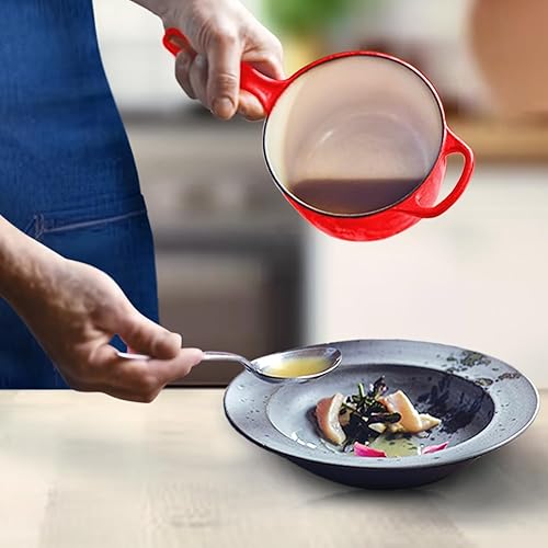 Miniatura 8 de Healthy Choices Regalos navideños para mamá, juego de utensilios de cocina de hierro fundido esmaltado azul, olla de horno holandés de 3 cuartos con