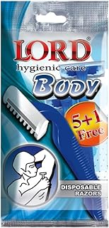 ماكينات حلاقة شفرة احادية للاستخدام مرة واحدة من لورد، ازرق - 5+1 قطع
