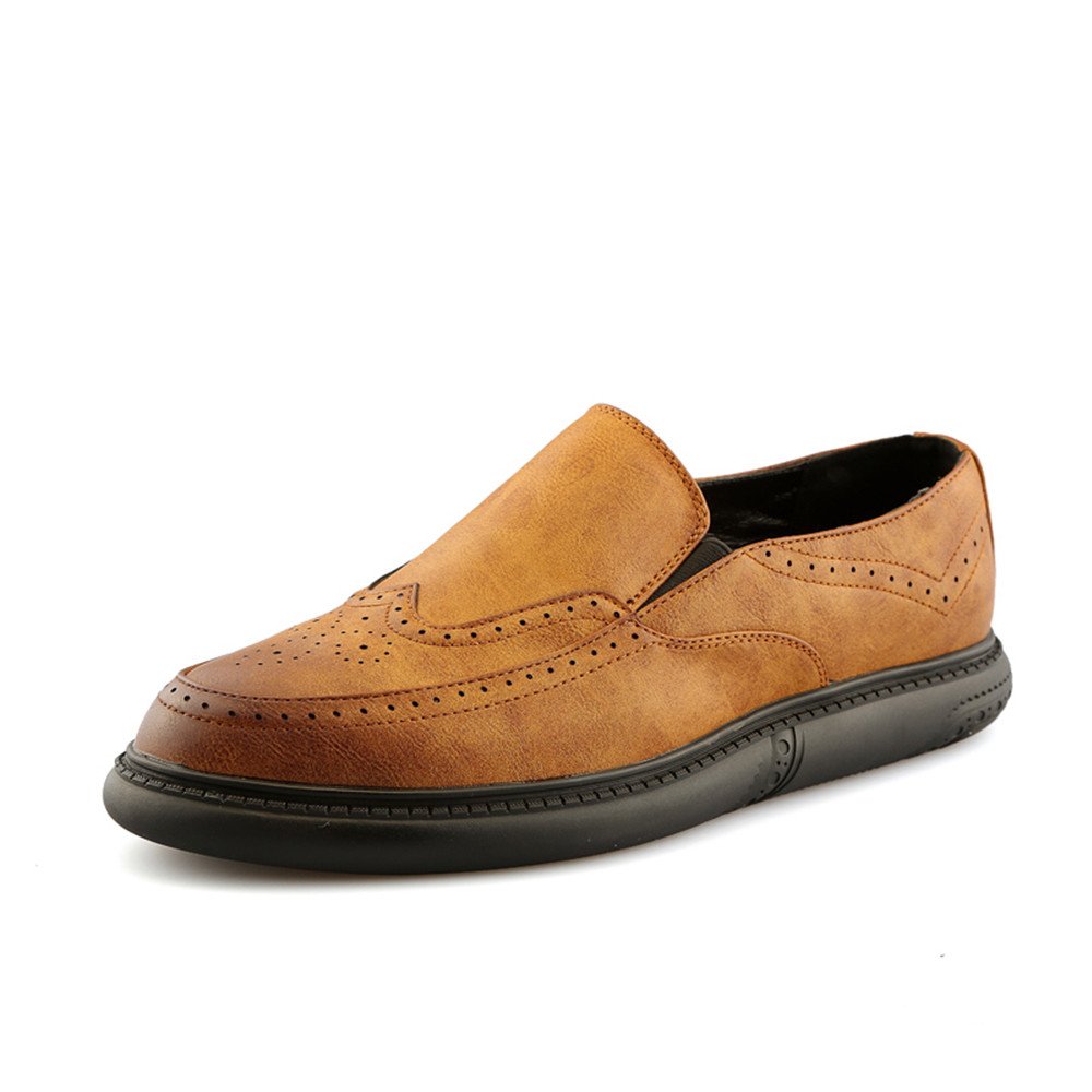 SEVENZAI Men's Italian Platform Slip On Leather Formal Dress Oxfords Flats Shoes