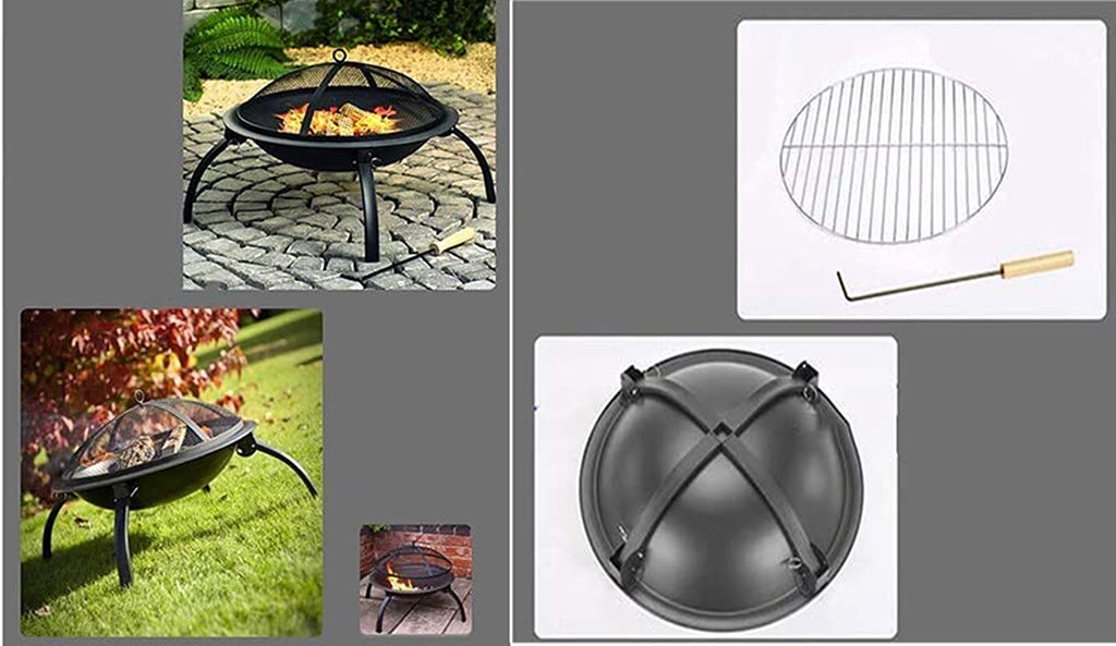 Hoguera Multifuncional, Hoguera para Madera Exterior, Brasero de Hierro Redondo con Cubierta de Pantalla de Chispa para Patio Trasero, Jardín, Patio, Hoguera, Calefacción, Barbacoa