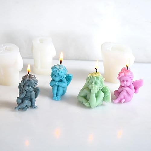 Miniatura 5 de 5 moldes de silicona de ángel 3D para velas de ángel, molde de jabón de querubines, molde de resina epoxi de silicona para chocolate, dulces,