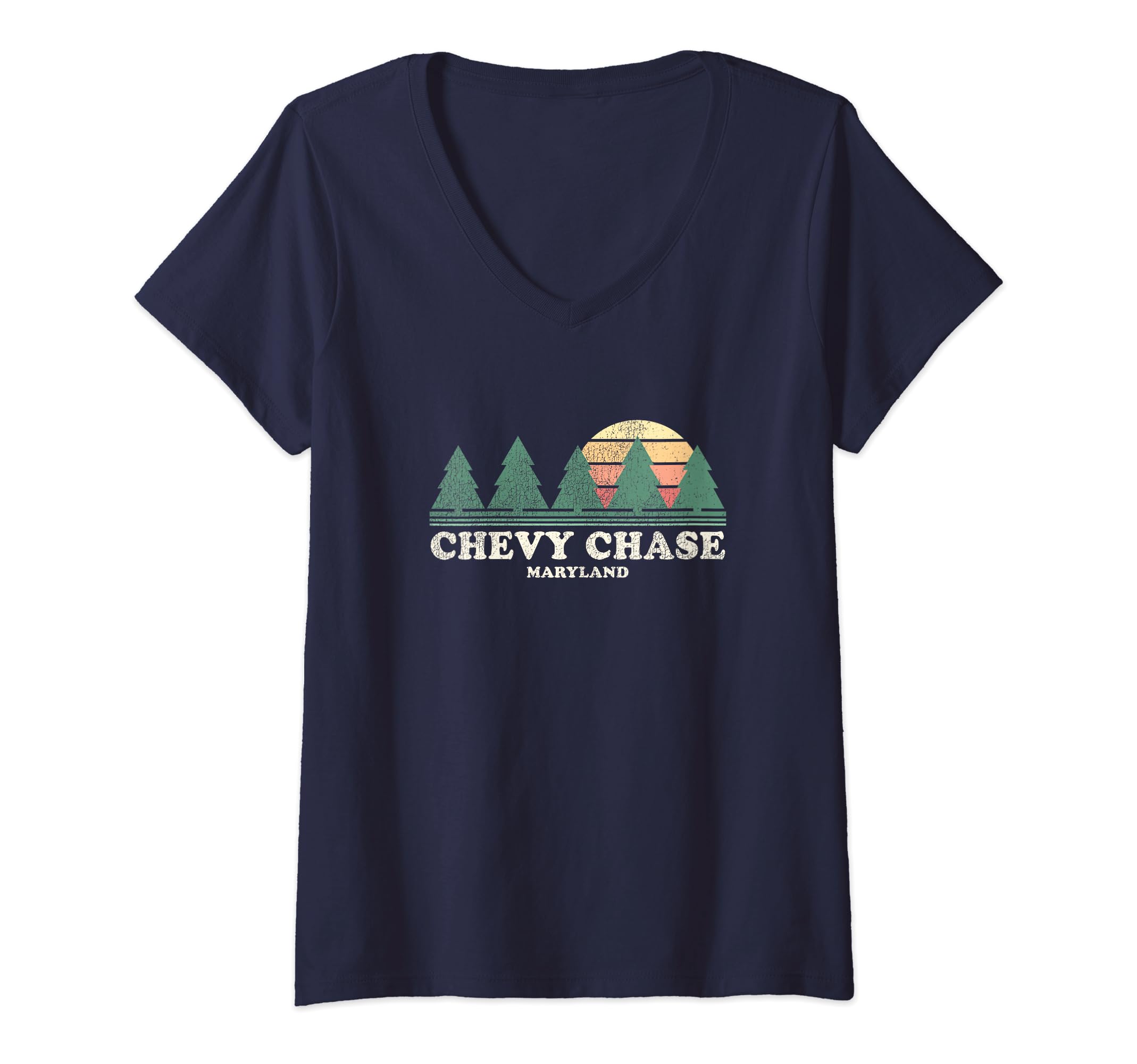 Chevy Chase MD Vintage Throwback Tee Retro 70s Design V-Neck T-Shirt