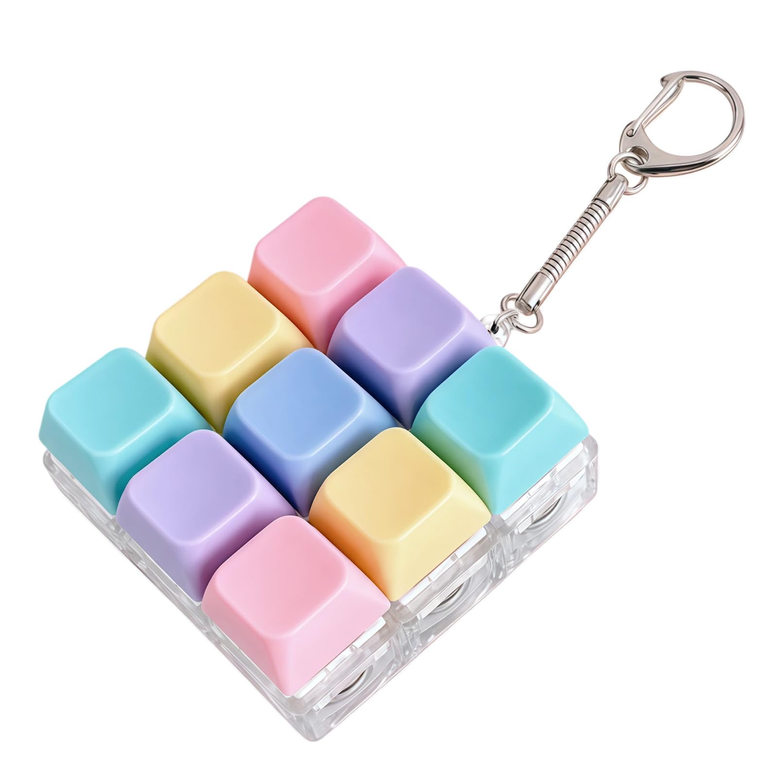 Keyboard Fidget Toy 9 Keys Clicker Keychain Stress Relief Desk Accessory Clickeez Style for Office Home Travel