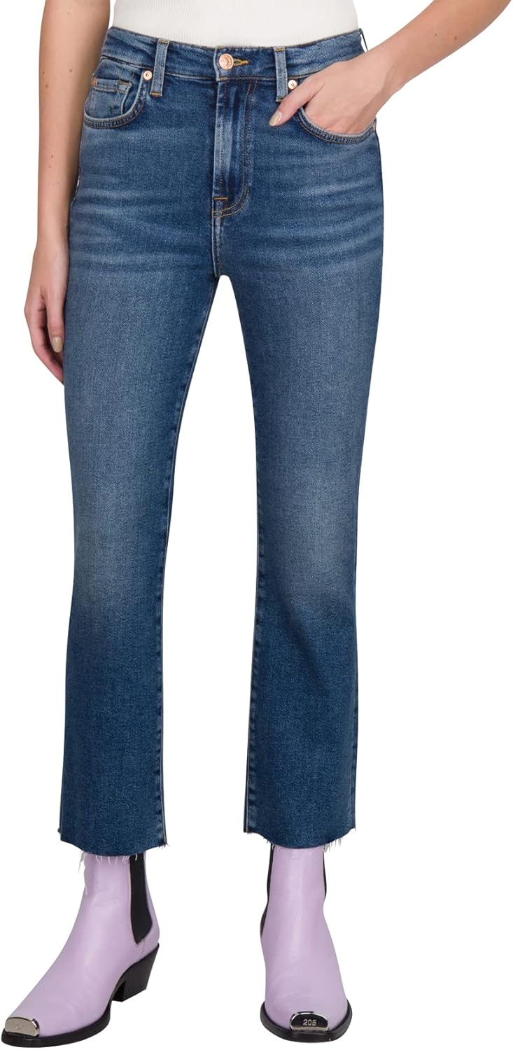 7 for All Mankind Womens High Waist Slim Kick Jeans