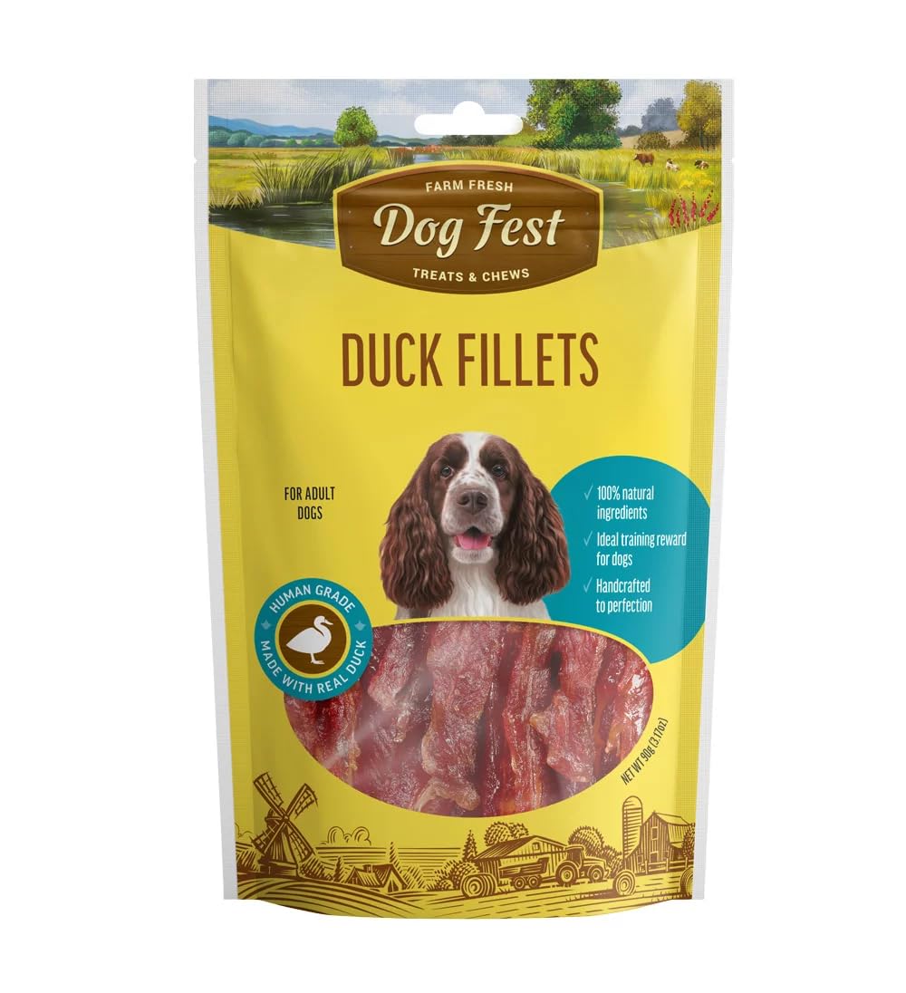 Dog Fest Duck Fillets For Adult Dogs ,Dog Treats - 90G (3.17Oz)