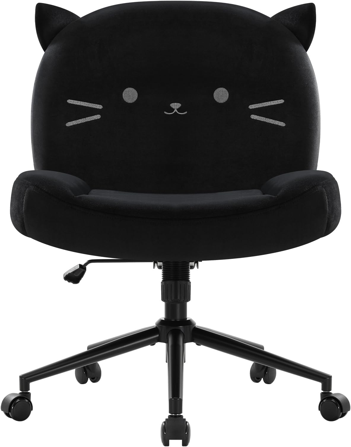 Armless Office Desk Chair with Wheels,Ergonomic Criss Cross Legged Computer Chair with Fabric Padded, Height Adjustable Wide Seat Vanity Chairs,Mid Back Task Chairs for Home, Bedroom (Black)