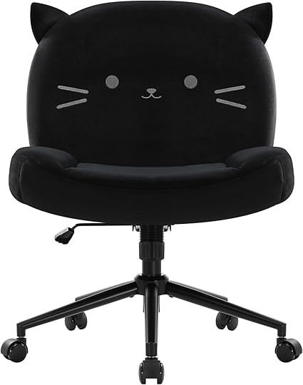 Armless Office Desk Chair with Wheels,Ergonomic Criss Cross Legged Computer Chair with Fabric Padded, Height Adjustable Wide Seat Vanity Chairs,Mid Back Task Chair for Home, Bedroom (Black)