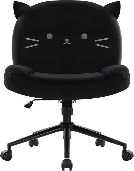 Armless Office Desk Chair with Wheels,Ergonomic Criss Cross Legged Computer Chair with Fabric Padded, Height Adjustable Wide Seat Vanity Chairs,Mid Back Task Chair for Home, Bedroom (Black)