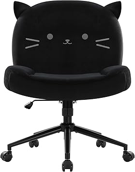 Armless Office Desk Chair with Wheels,Ergonomic Criss Cross Legged Computer Chair with Fabric Padded, Height Adjustable Wide Seat Vanity Chairs,Mid Back Task Chair for Home, Bedroom (Black)