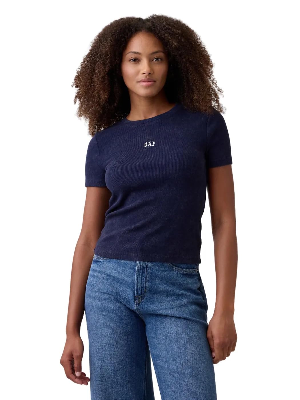 Women's Ribbed Crewneck Tee T-Shirt