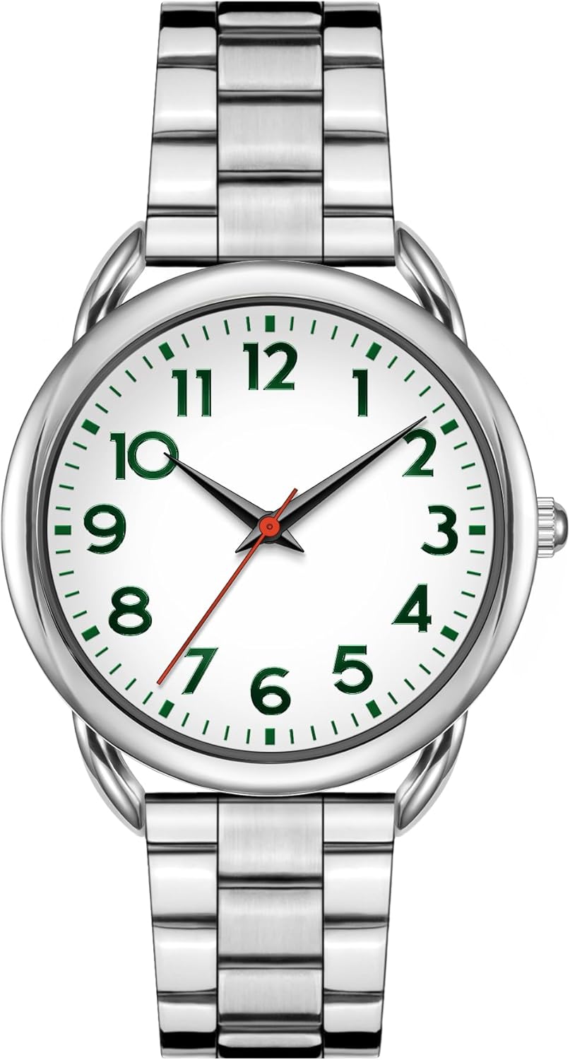 Bisley 35MM Women Watch Stainless Steel Bracelet with Magnetic Clasp Easy to Adjust Wrist Size Without Tool Arabic Number Easy to Read Watch