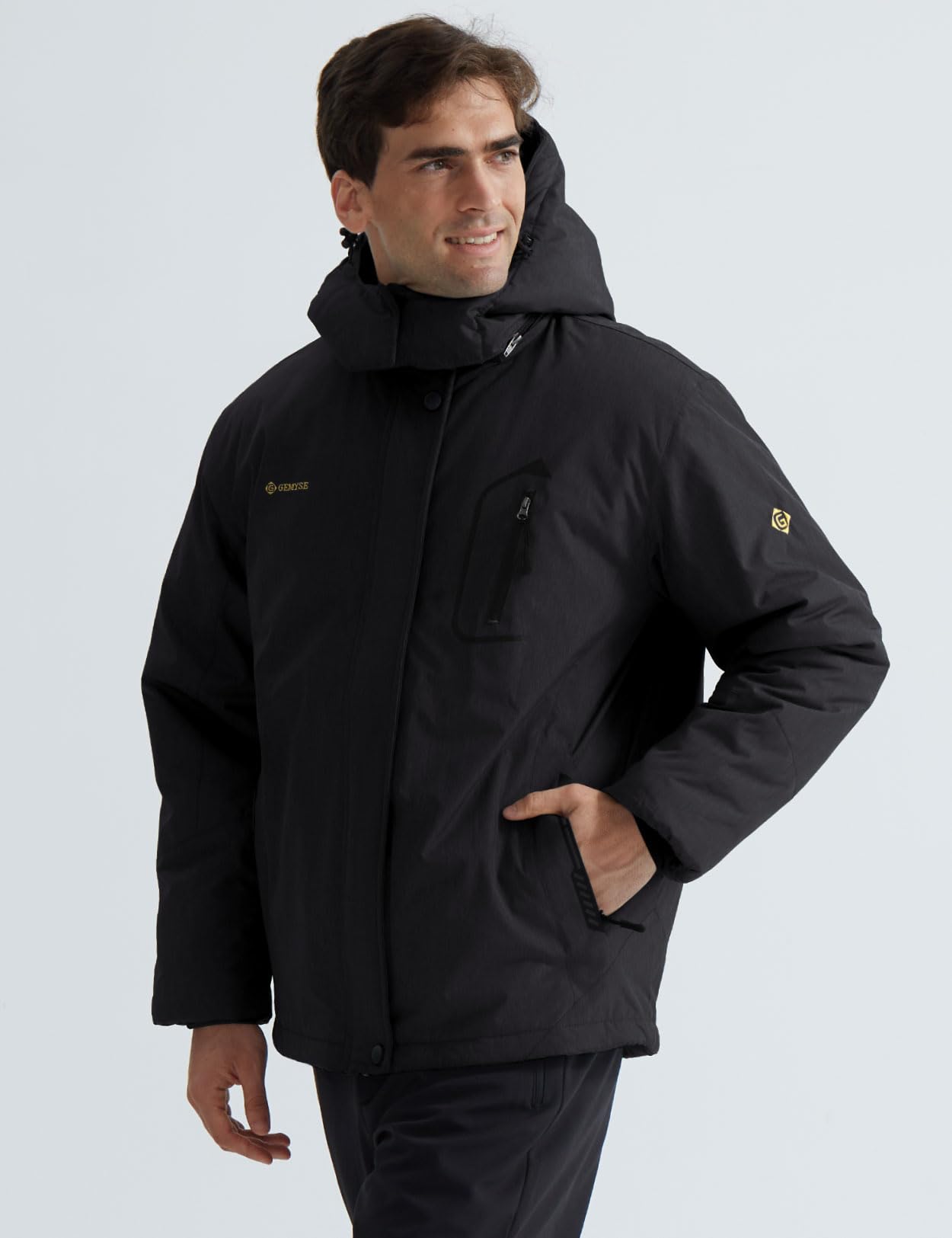 GEMYSE Veste de Ski Homme Coupe-Vent Imperméable Doublure en Polaire Manteau d'Hiver Montagne Homme avec Capuche