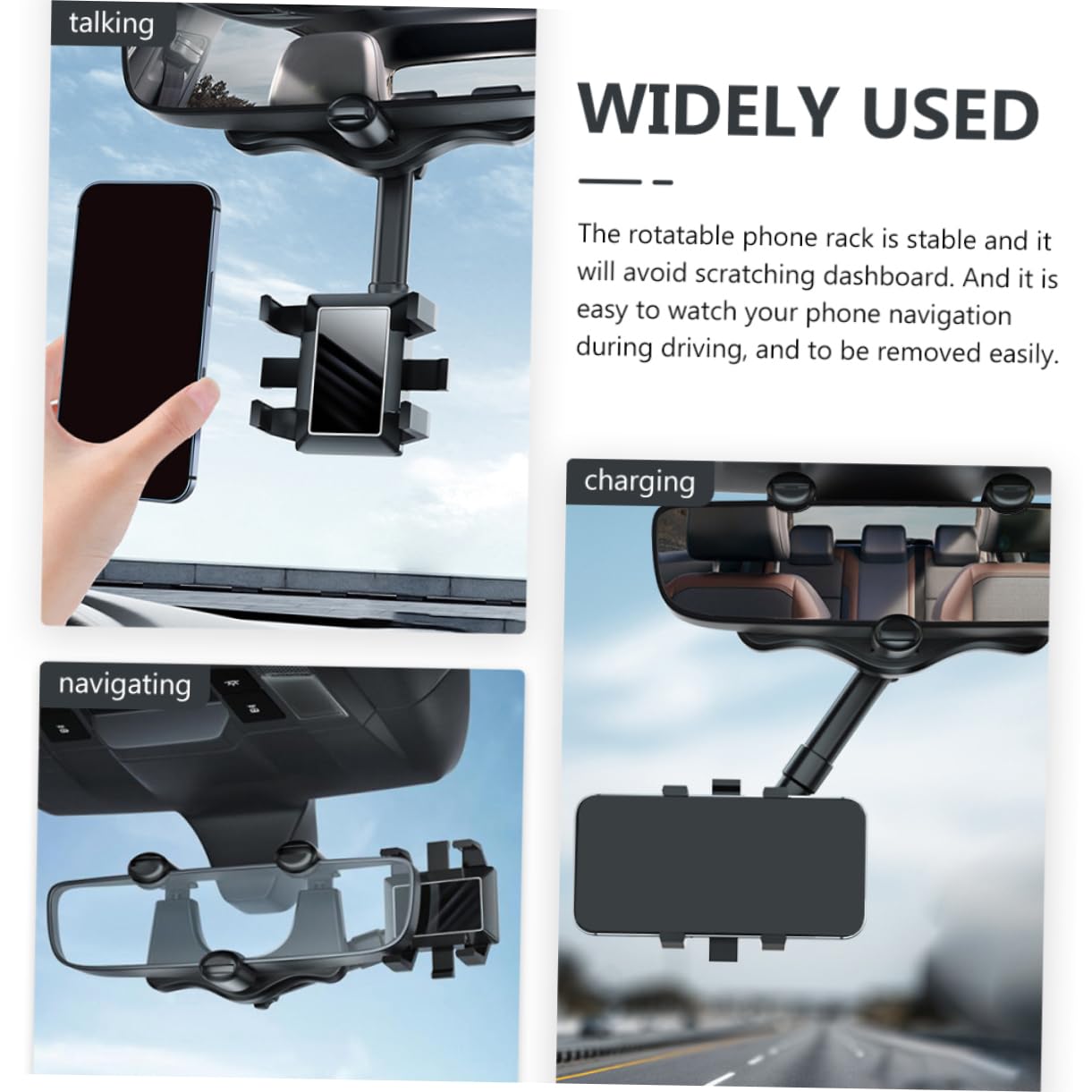 SHINEOFI Soporte para Teléfono Móvil de Coche Negro en Abs Múltiples Ángulos Ajustables para Conducción Segura y Navegación Fácil en Vehículo