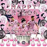 42Pack Messi Party Supplies Pack Includes，Banner，Cake Topper，Blackdrop,Balloons for Soccer Messi party Decoration